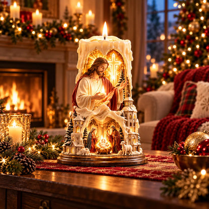 🔥LAST DAY 50%✝️✨ Jesus Light of Faith™ – 3D Jesus Nativity Scented Candle with Glowing Cross | Christian Christmas Gift of Faith, Hope & Love