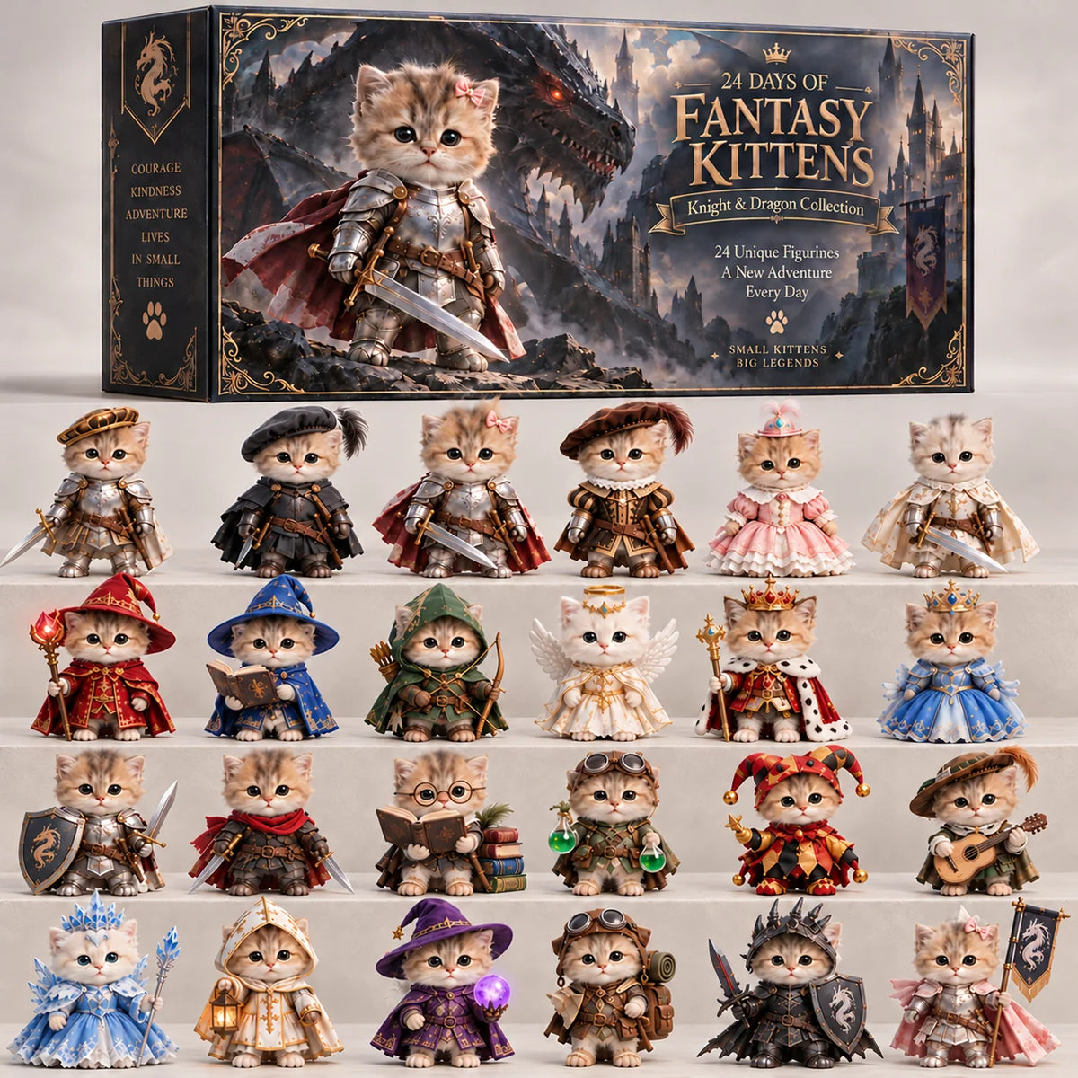 🐉 24 Days Of Fantasy Kittens Advent Calendar – Knight & Dragon Collection 🐱