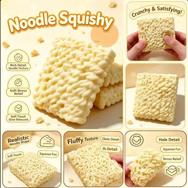 Noodle Squishy Collectible Toy Crunchy Sound Soft Touch Stress Relief