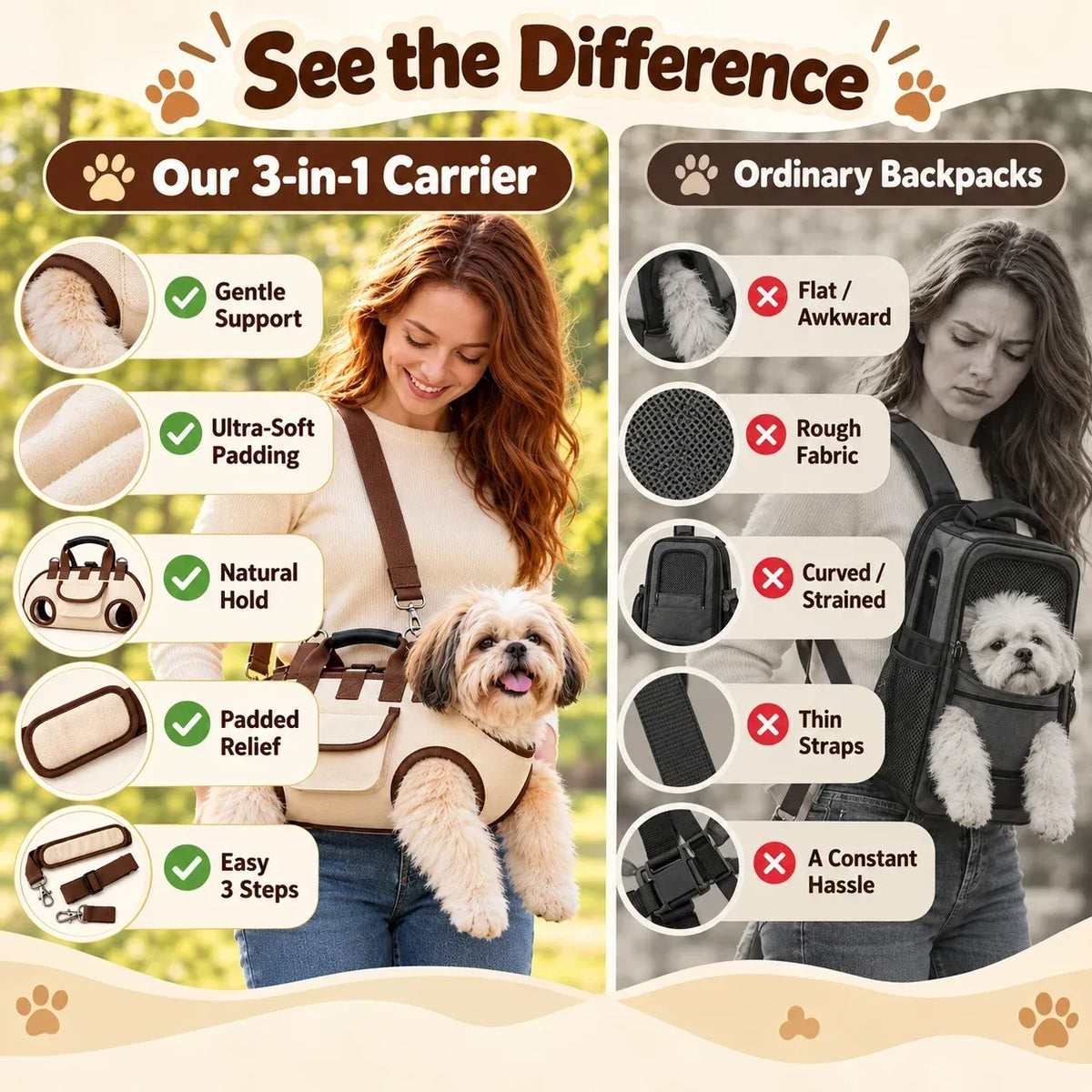 🐾✨Hands-Free Pet Sling & Harness Carrier