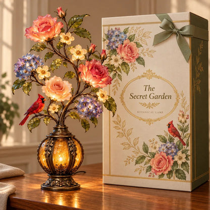 💥🏆🌹✨ Eternal Bloom – Vintage Rose & Cardinal Table Lamp