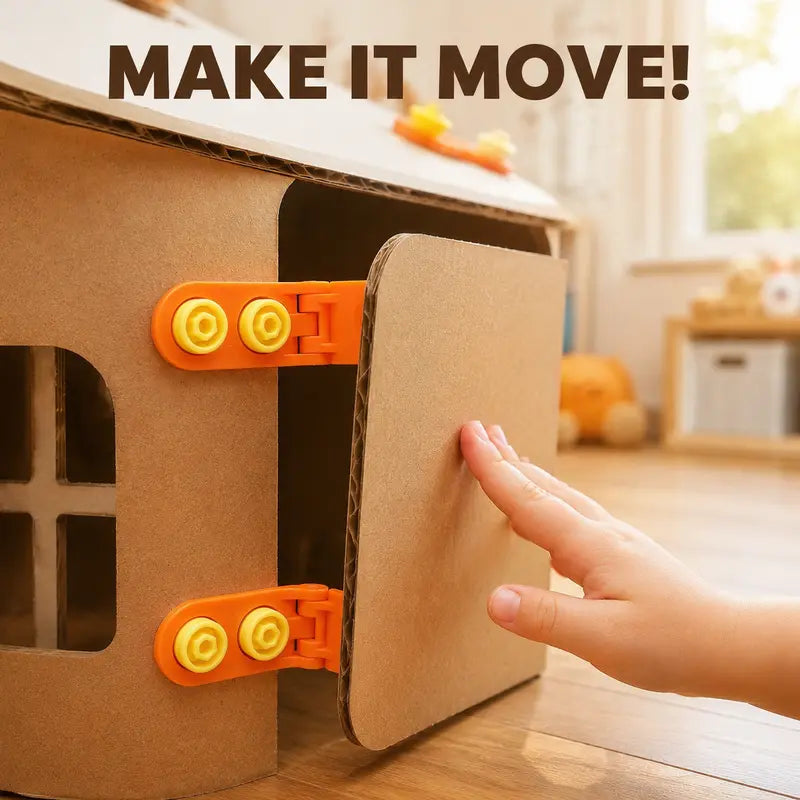 Kids Cardboard DIY Building Kit - Safe Rebuildables, Hole-Making Implements, Folding Tools - STEM Educational Engineering Craft Toys, Cool Gifts for Kids Ages 3+