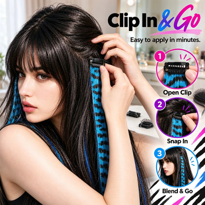 Colored clip-on highlights hair extensions（2Pcs）