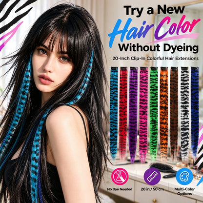 Colored clip-on highlights hair extensions（2Pcs）