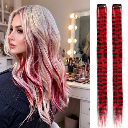 Colored clip-on highlights hair extensions（2Pcs）