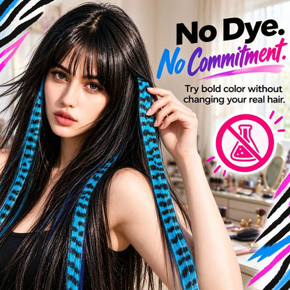 Colored clip-on highlights hair extensions（2Pcs）