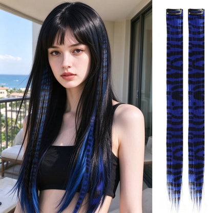 Colored clip-on highlights hair extensions（2Pcs）