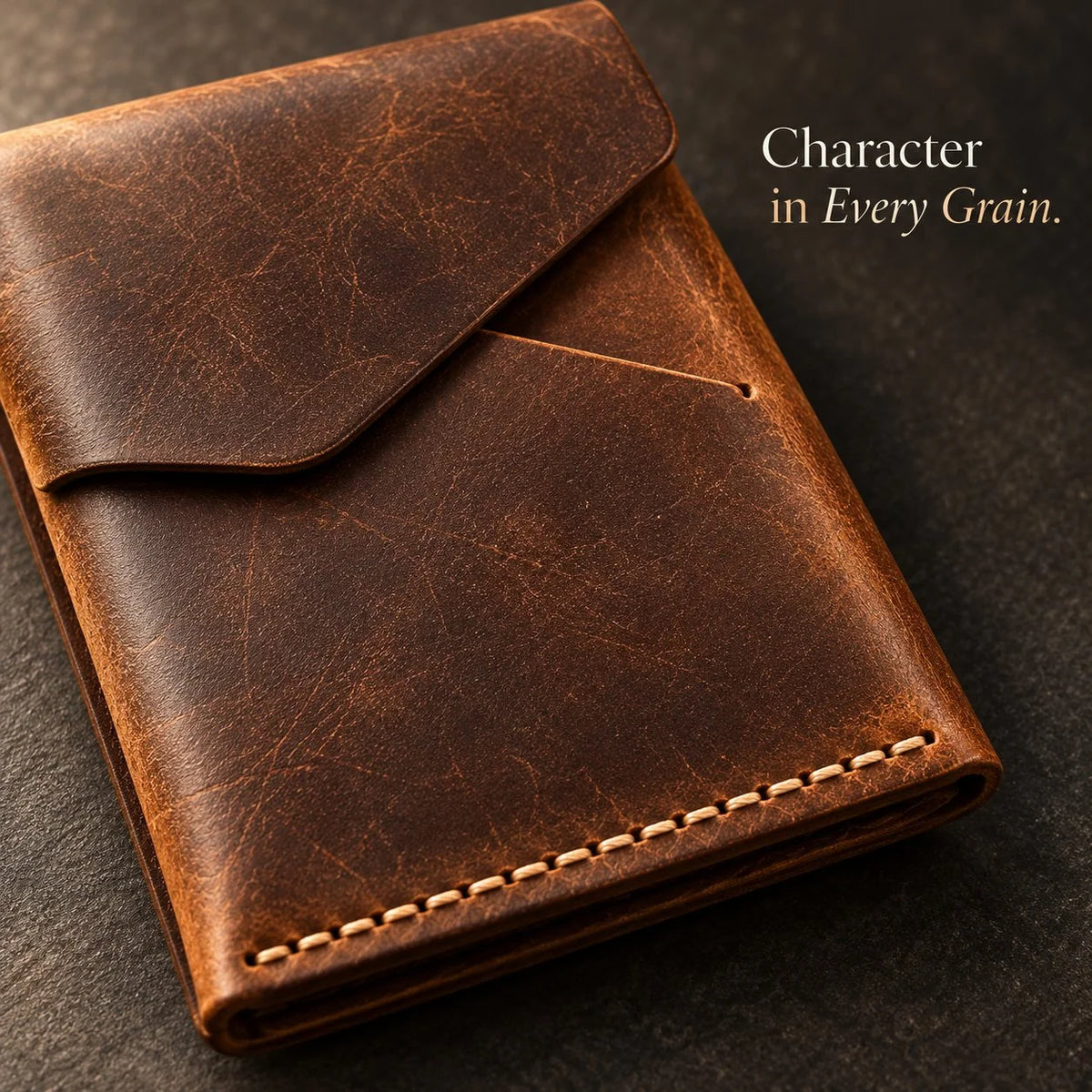 Handmade genuine leather wallet – Slim Magnetic Card & Cash Holder for Men