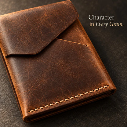 Handmade genuine leather wallet – Slim Magnetic Card & Cash Holder for Men