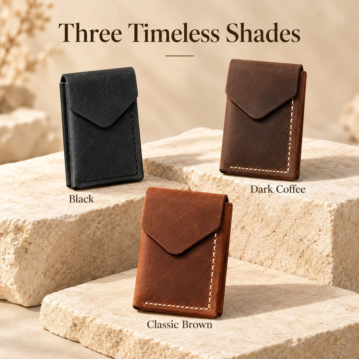 Handmade genuine leather wallet – Slim Magnetic Card & Cash Holder for Men