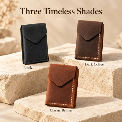 Handmade genuine leather wallet – Slim Magnetic Card & Cash Holder for Men