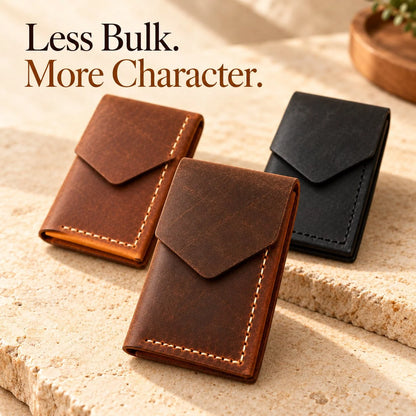 Handmade genuine leather wallet – Slim Magnetic Card & Cash Holder for Men
