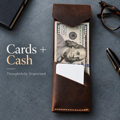 Handmade genuine leather wallet – Slim Magnetic Card & Cash Holder for Men