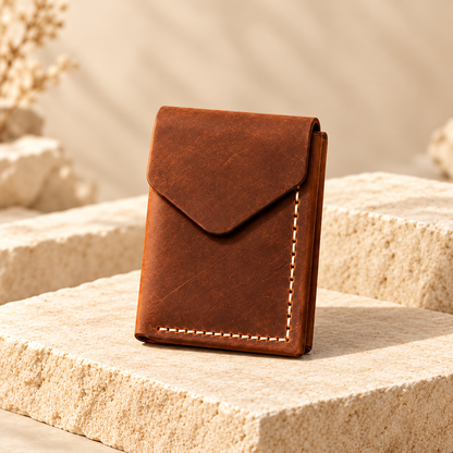 Handmade genuine leather wallet – Slim Magnetic Card & Cash Holder for Men