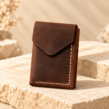 Handmade genuine leather wallet – Slim Magnetic Card & Cash Holder for Men