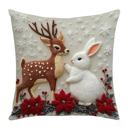 🎄Set of 4 Neutral Square Christmas Decorative Throw Pillows