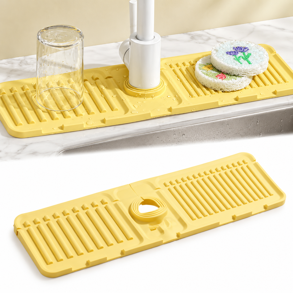Tap Mat for Kitchen Sink, Splash Guard, Silicone Drying Mat, Quick Drying Stone Sink Tray ✨