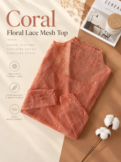 🌸 5-Pack Floral Lace Mesh Tops | Elegant Layering Set
