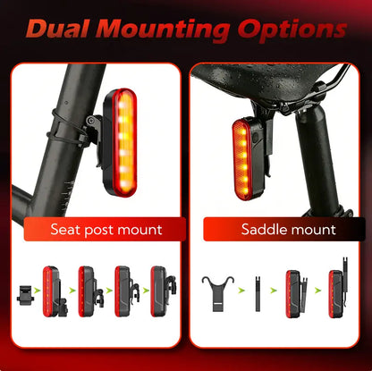 Unisex Smart Bike Tail Light - 3.15in, 5 LED, Laser Indicator