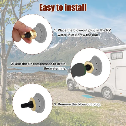 2-Pcs Brass RV Blow Out Plugs with Drain Valve