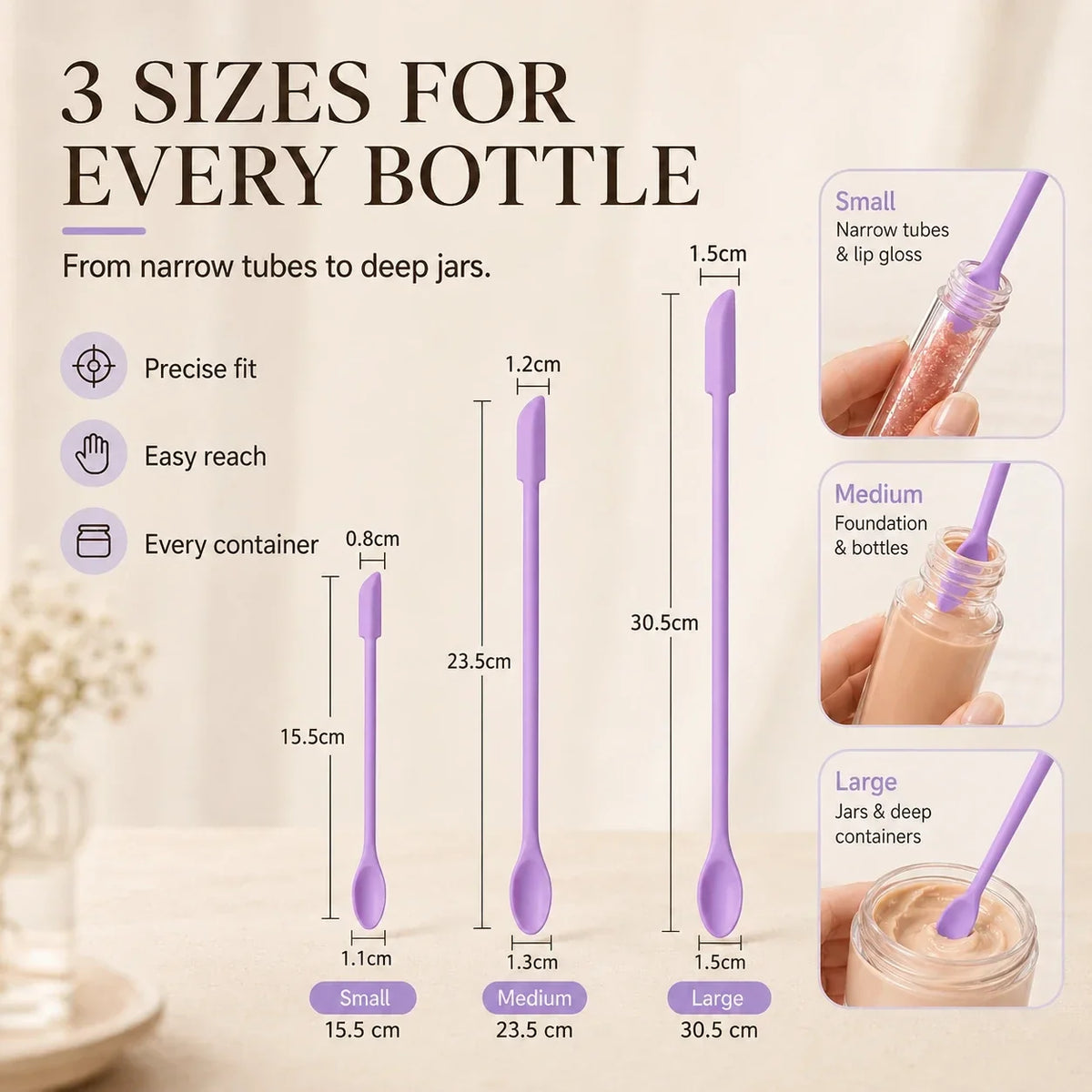 3-Piece Silicone Jar Spatula Set for Bottles & Jars