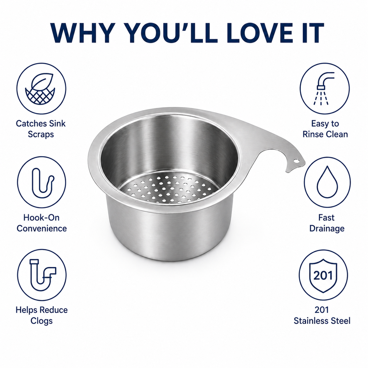 Hanging Sink Drain Basket – Catch Scraps & Help Reduce Clogs