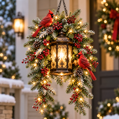 🎄 Christmas Porch Glow™ – Pre-Lit Holiday Lantern & Evergreen Decor | 3 Festive Styles