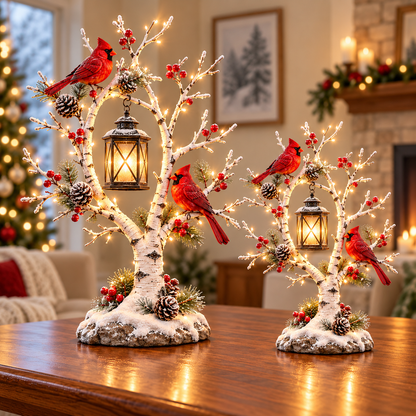 🔥 LAST DAY 50% OFF 🔥 🐦Cardinal Hearth Glow — Pre-Lit Cardinal Lantern & Evergreen Christmas Porch Decor 🎄🏮