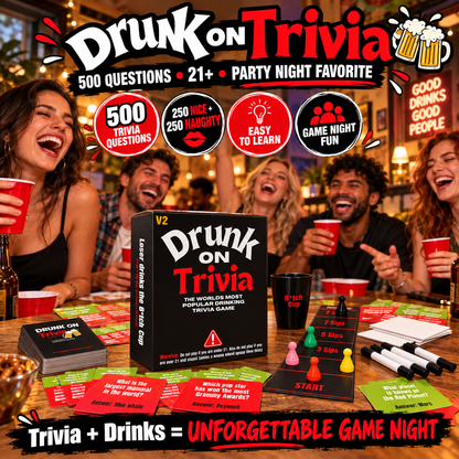 🍻 Drunk On Trivia – 500-Question Adult Party Game for Game Nights, Birthdays & Friends