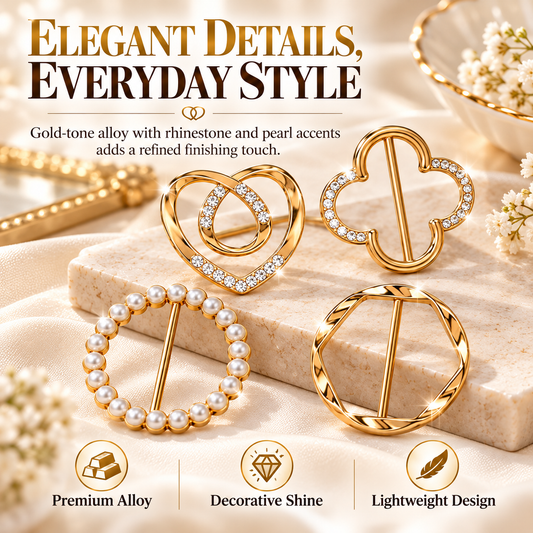 ✨4-Piece Women's Metal Shirt Clips – Round & Heart Designs for Loose Clothing