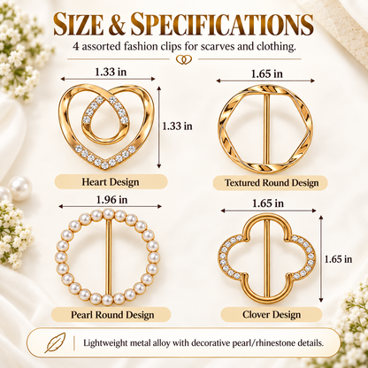 ✨4-Piece Women's Metal Shirt Clips – Round & Heart Designs for Loose Clothing