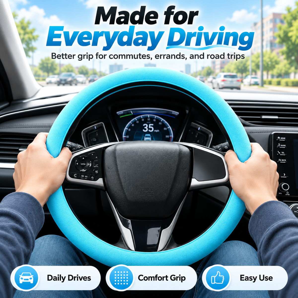 🚗Elastic Silicone Anti-Slip Car Steering Wheel Cover