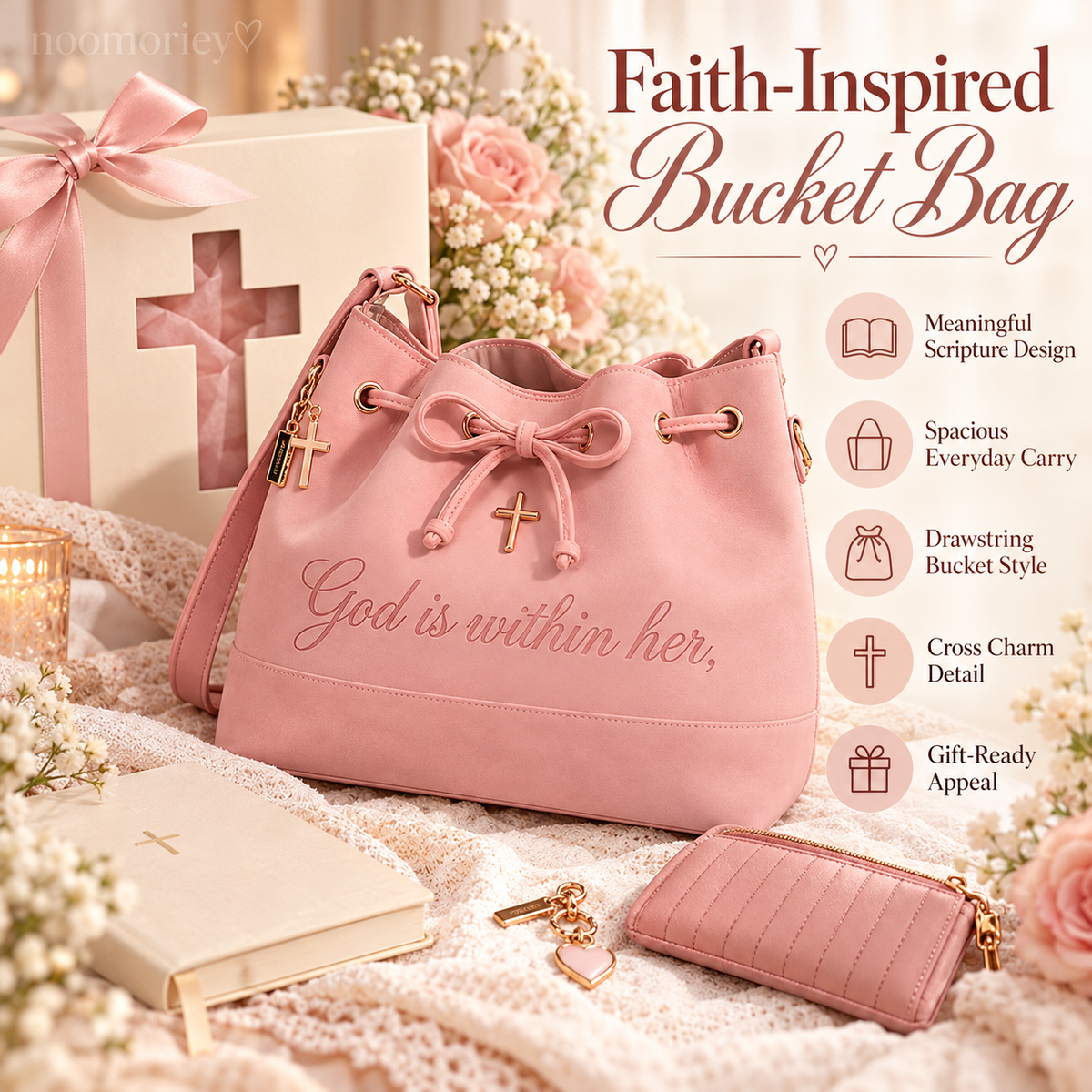💕 Faith-Inspired Bucket Bag – God Is Within Her Handbag