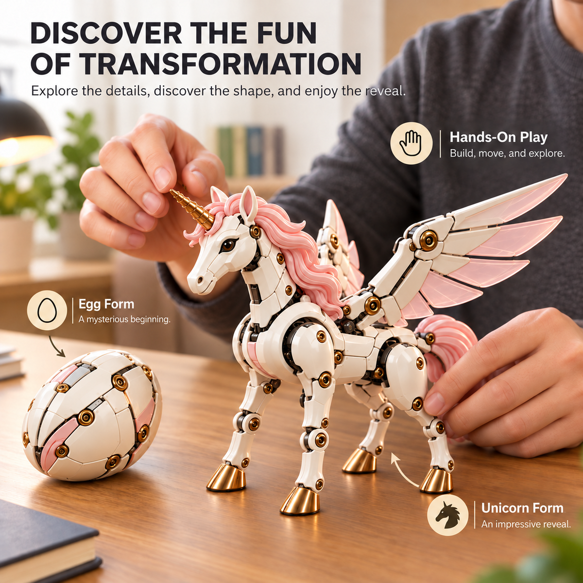 🦄 2-in-1 Transforming Mechanical Unicorn Egg – Winged Fantasy Figure!!!