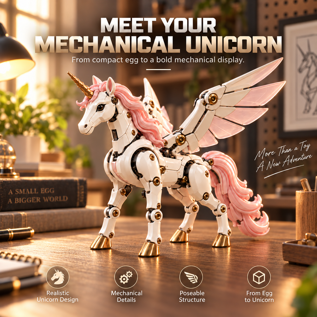 🦄 2-in-1 Transforming Mechanical Unicorn Egg – Winged Fantasy Figure!!!