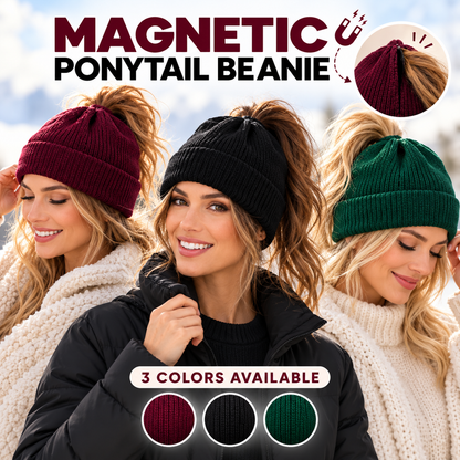 ✨2-in-1-ponytail-beanie-hat-hidden – Hidden Magnetic Closure, No-Zip Winter Knit Hat ❄️