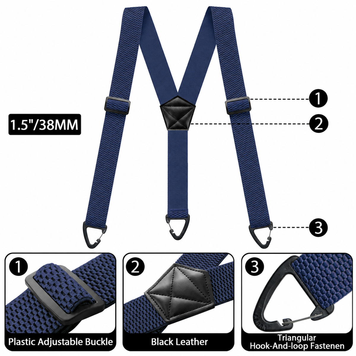Limited time 50% off-Men's X-Back Suspenders with Hook Clips