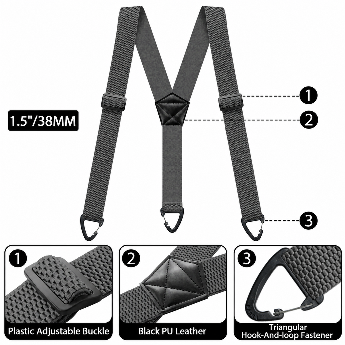 Limited time 50% off-Men's X-Back Suspenders with Hook Clips