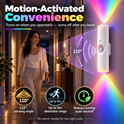 ✨Smart LED Motion Sensor Night Light • Dimmable RGB Magnetic Wall Lamp • USB Rechargeable
