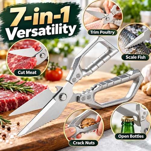 7-in-1 Heavy-Duty Kitchen Shears | Detachable Stainless Steel Food Scissors