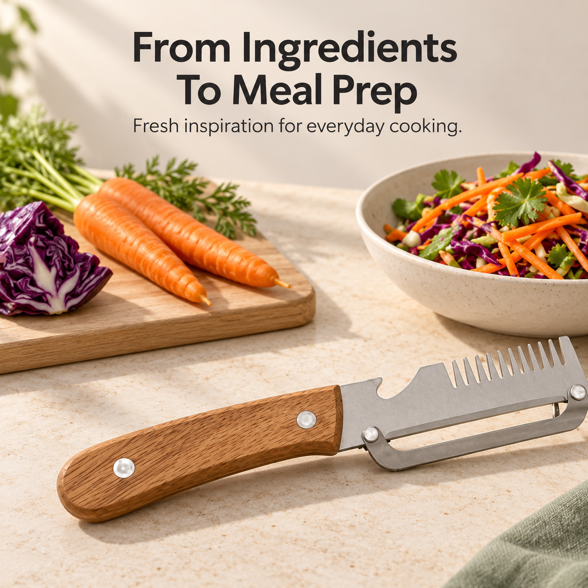 🥕 Manual Vegetable Peeler with Wood-Grain Handle — Fresh Prep Made Simple