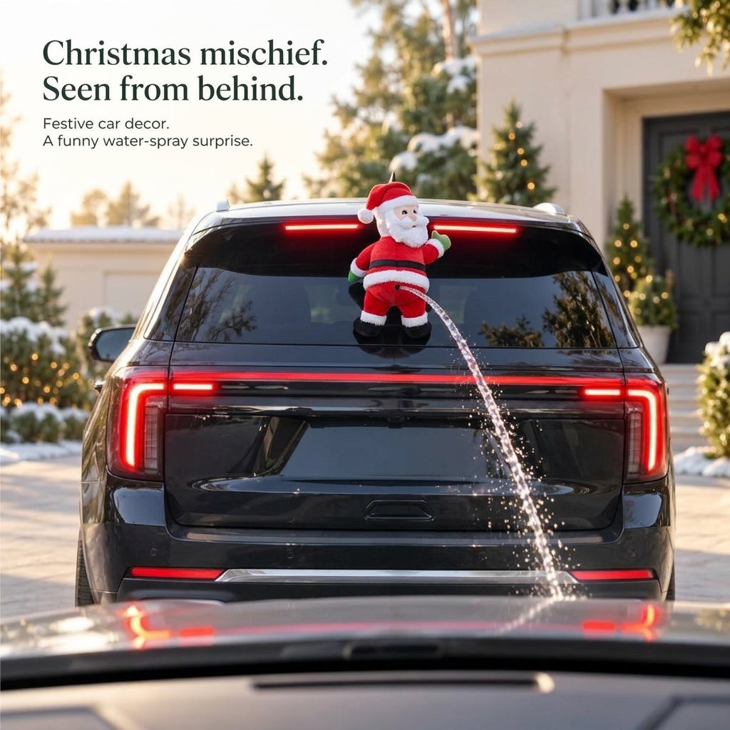 🎄 Funny Water-Spraying Christmas Car Decoration – A Cheeky Holiday Surprise 💦