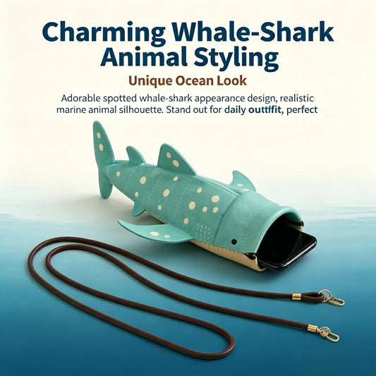 🦈Fun Whale‑Shark‑Shaped Sling Purse, Handmade Leather Mini Shoulder Bag🎁