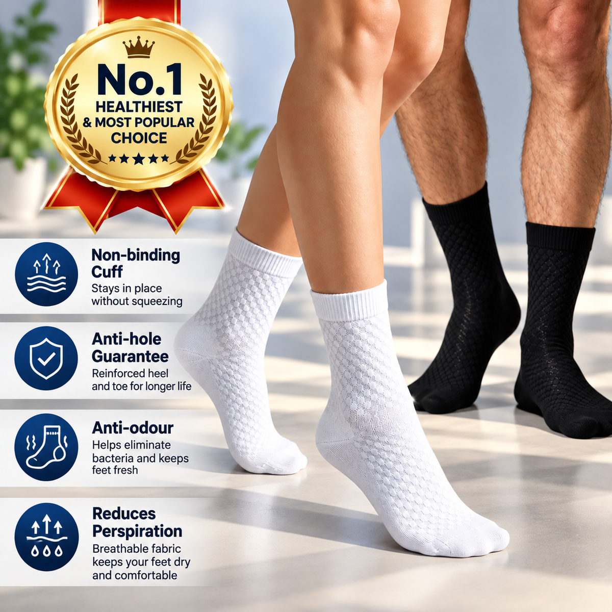 PREMIUM BAMBOO FIBRE MID-CALF SOCKS