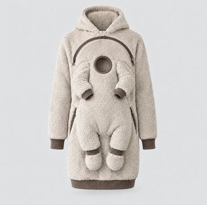 🧸2-in-1 Mom Baby Carrier Hoodie | Sherpa Fleece Warm Coat, Free Your Hands🤱
