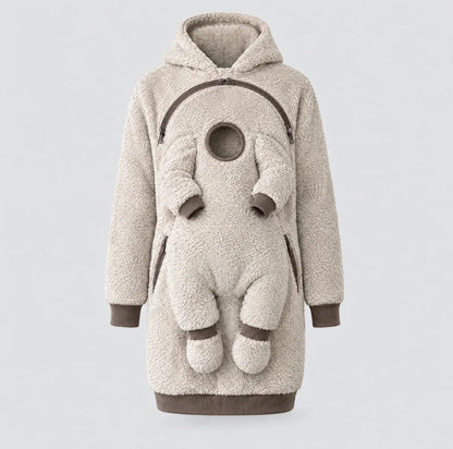 🧸2-in-1 Mom Baby Carrier Hoodie | Sherpa Fleece Warm Coat, Free Your Hands🤱