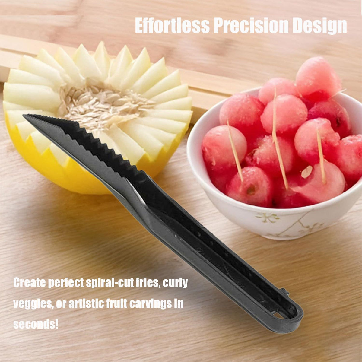 Fruit & Vegetable Carving Kit, Spiral Slicer + Serrated Knife for Party Fruit Platter Decor