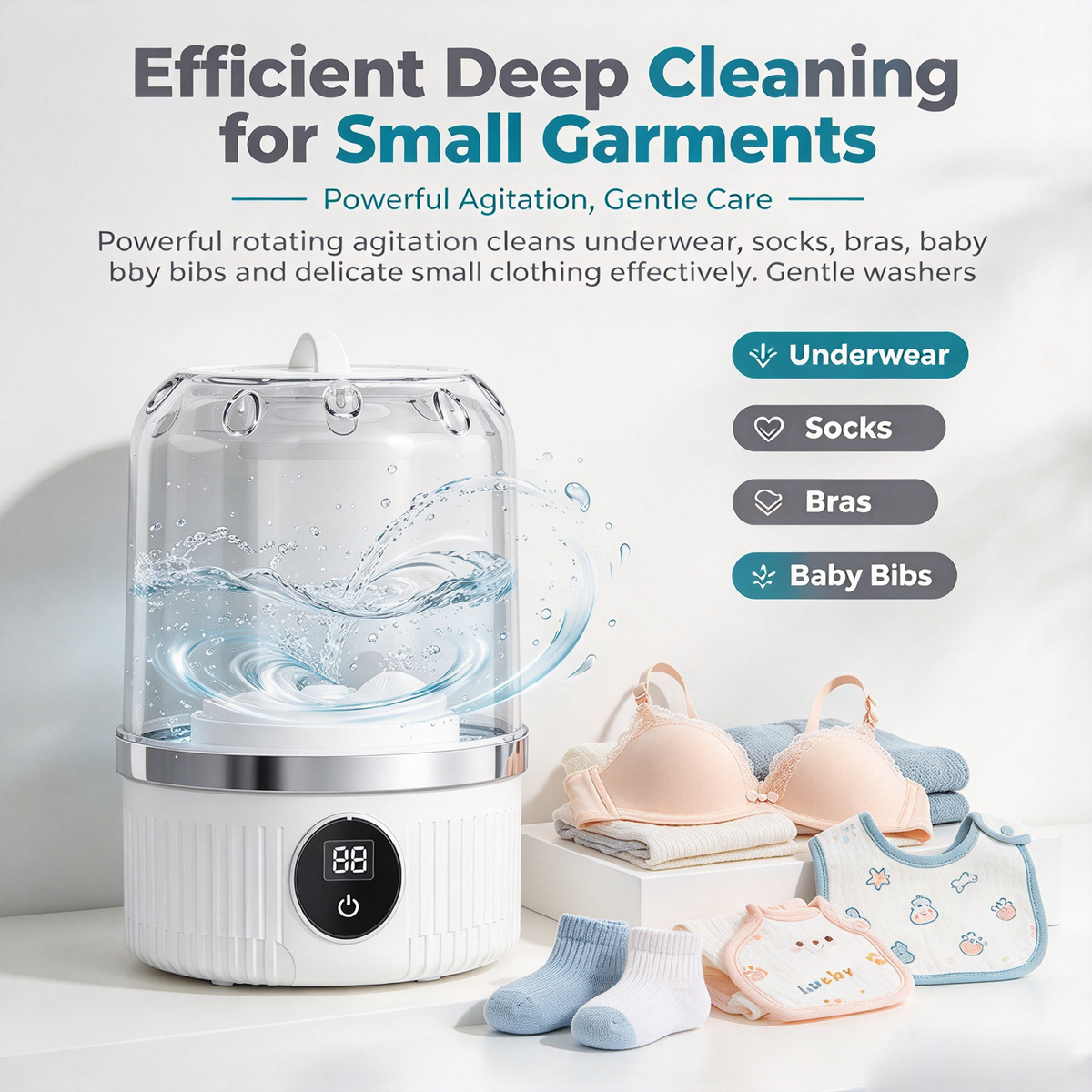 ✈️ Travel Mini Laundry Washer Cup, USB‑C Rechargeable for Dorm & Apartment🧺