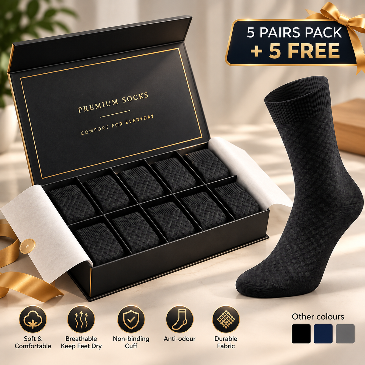 PREMIUM BAMBOO FIBRE MID-CALF SOCKS