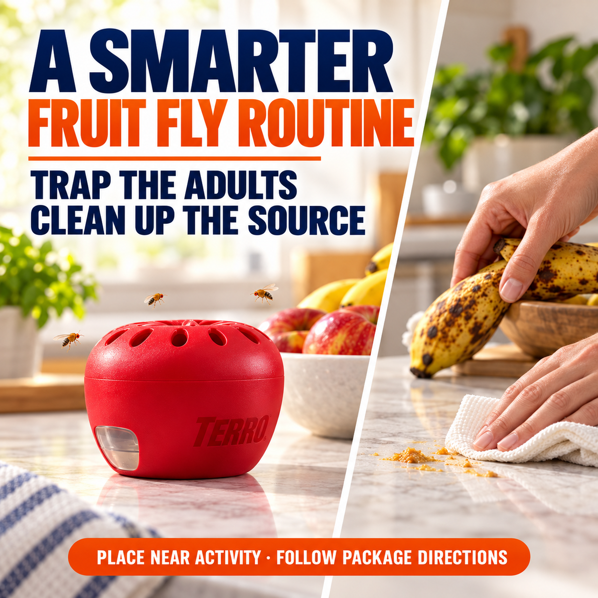 TERRO Fruit Fly Traps 2 Pack | Indoor Apple-Shaped Traps with 90-Day Lure Supply